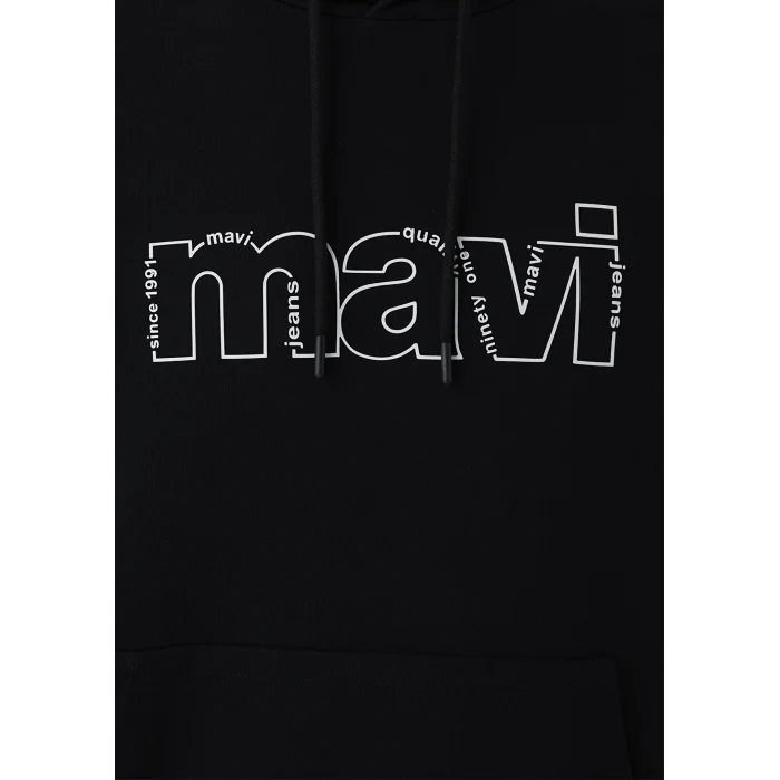 Mavi 0S10196-900 Mavi Logo Baskılı Siyah Sweatshirt