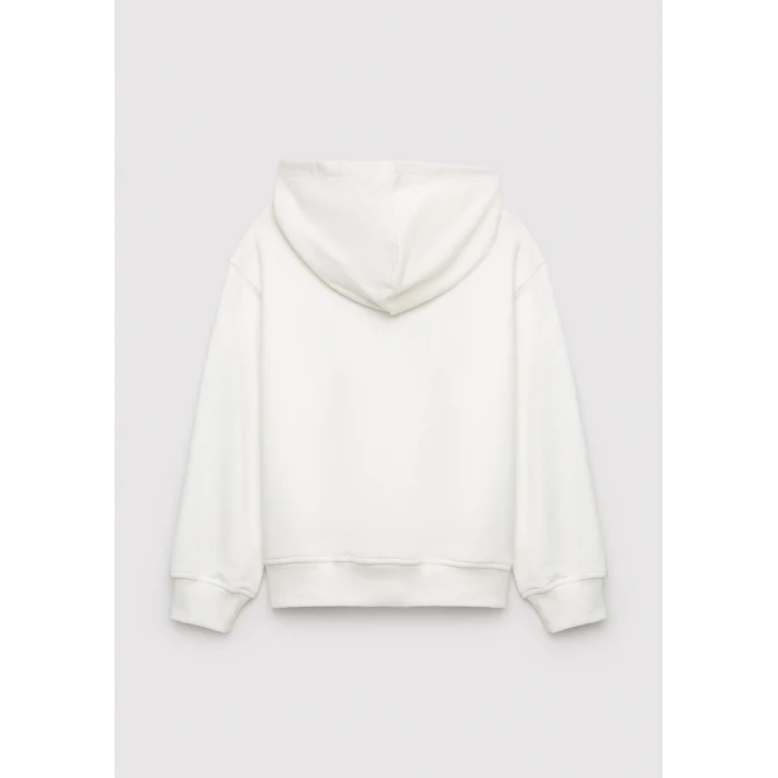 Mavi 7S10179-70057 Mavi Logo Baskılı Kapüşonlu Ekru Sweatshirt