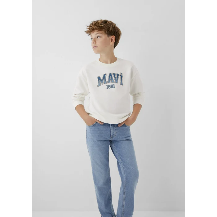 Mavi 6S10218-70057 Mavi Logo Baskılı Ekru Sweatshirt