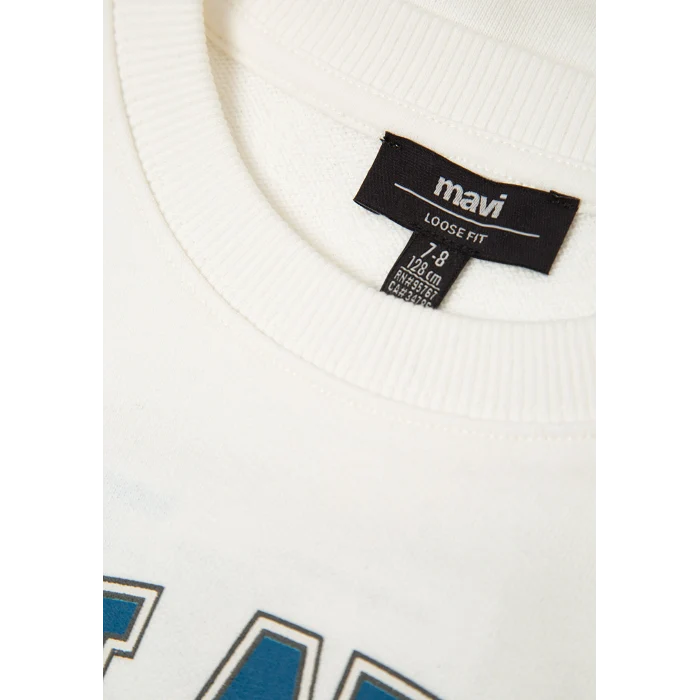 Mavi 6S10218-70057 Mavi Logo Baskılı Ekru Sweatshirt
