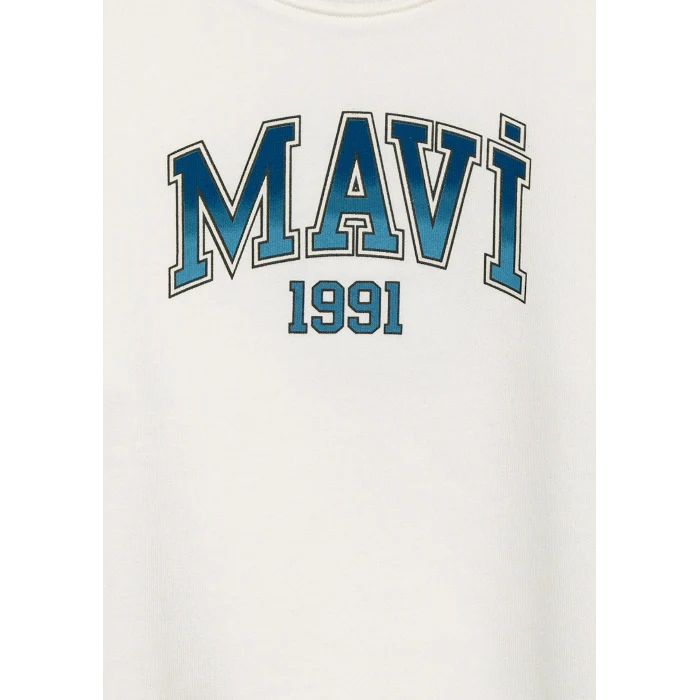 Mavi 6S10218-70057 Mavi Logo Baskılı Ekru Sweatshirt