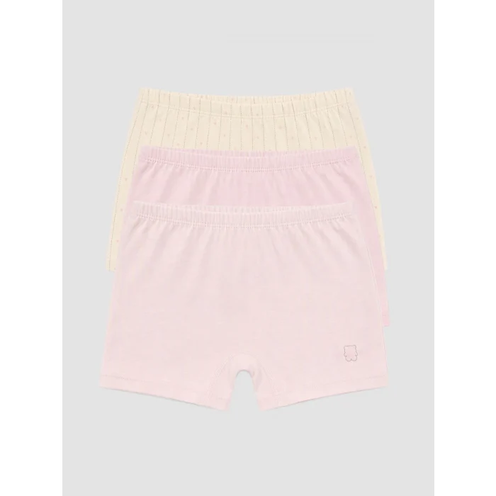 LCW Kids Ekru Baskılı Kız Çocuk Boxer 3lü