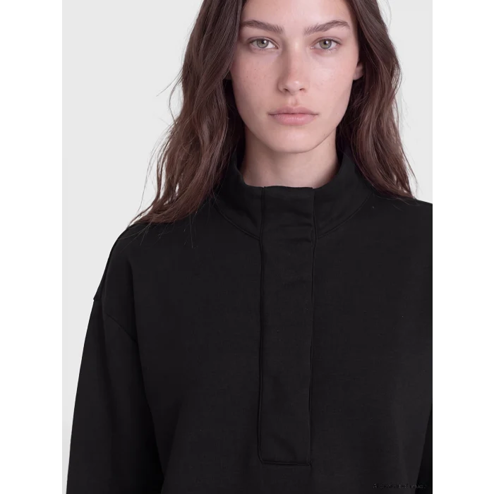 LCW Modest Siyah Soft Touch Oversize Kadın Sweatshirt Tunik