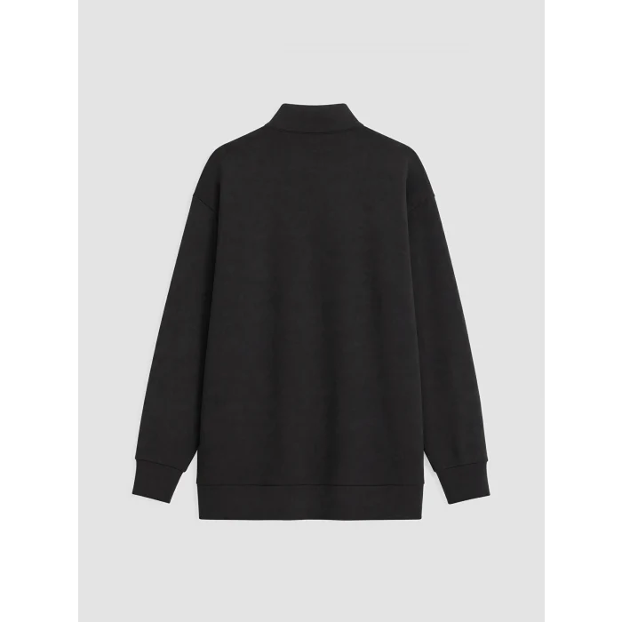 LCW Modest Siyah Soft Touch Oversize Kadın Sweatshirt Tunik