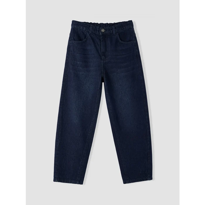 LCW Kids Siyah Baggy Fit Beli Lastikli Erkek Çocuk Jean Pantolon
