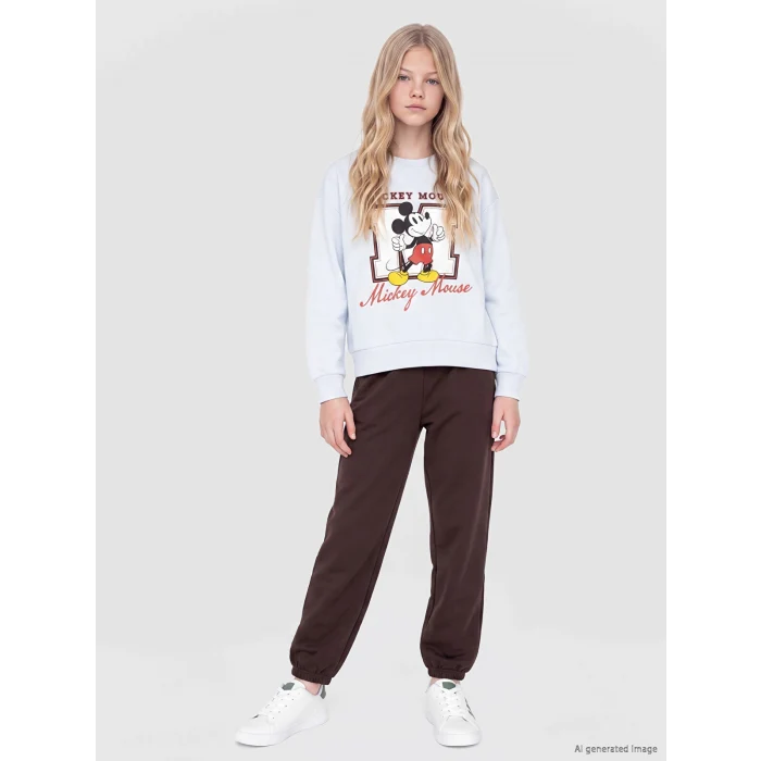 LCW Kids Kahverengi Kız Çocuk Soft Touch Jogger Eşofman Altı