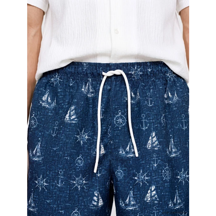 LCW SWIMWEAR Lacivert Diz Hizası Boy Desenli Erkek Deniz Şortu