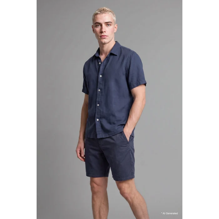 Defacto E0804AXNV175 Lacivert Nefes Alabilir Relax Fit Akışkan Kumaş Bermuda Lacivert Şort