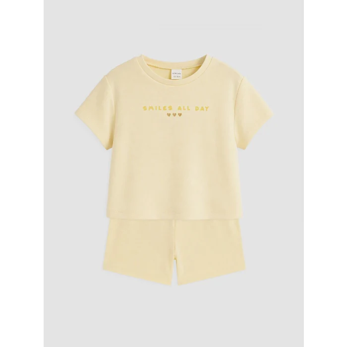 LCW baby Sarı Baskılı Kız Bebek Takım