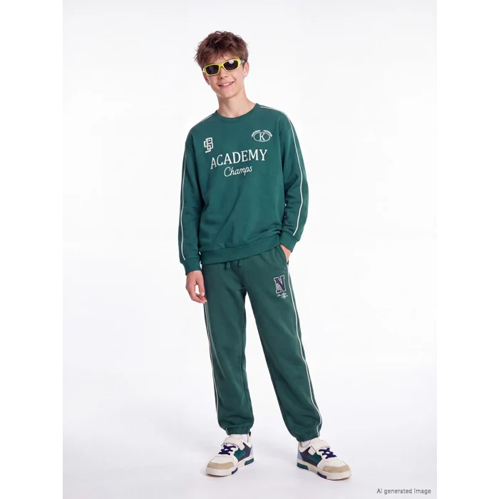 LCW Kids Yeşil Baskılı Erkek Çocuk Jogger Eşofman Altı