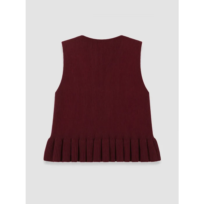 LCW Kids Bordo Çiçek Düğmeli Kız Çocuk Triko Takım