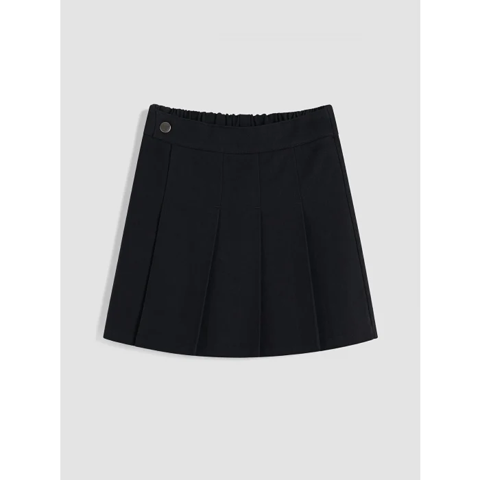 LCW Kids Siyah Kız Çocuk Pileli Gabardin Şort Etek