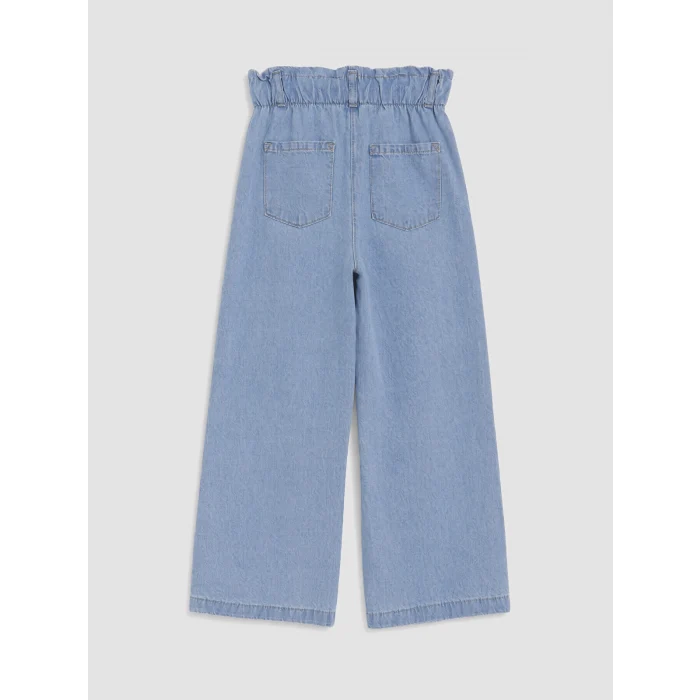 LCW Kids İndigo Wideleg Nakışlı Kız Çocuk Jean Pantolon