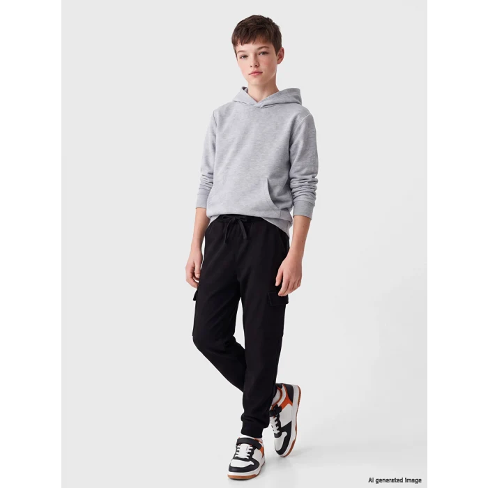LCW Kids Siyah Erkek Çocuk Kargo Jogger Eşofman Altı