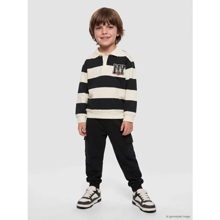LCW Kids Siyah Çizgili Erkek Çocuk Takım