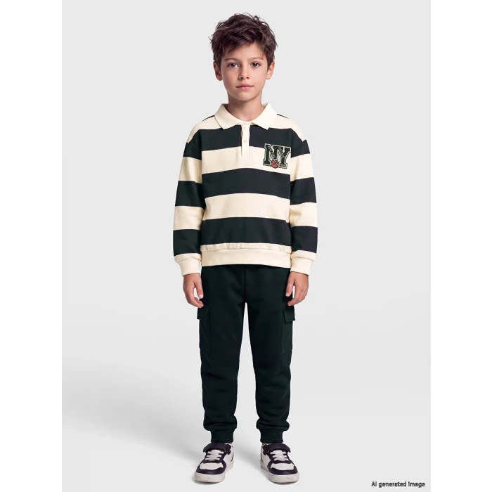 LCW Kids Siyah Çizgili Erkek Çocuk Takım