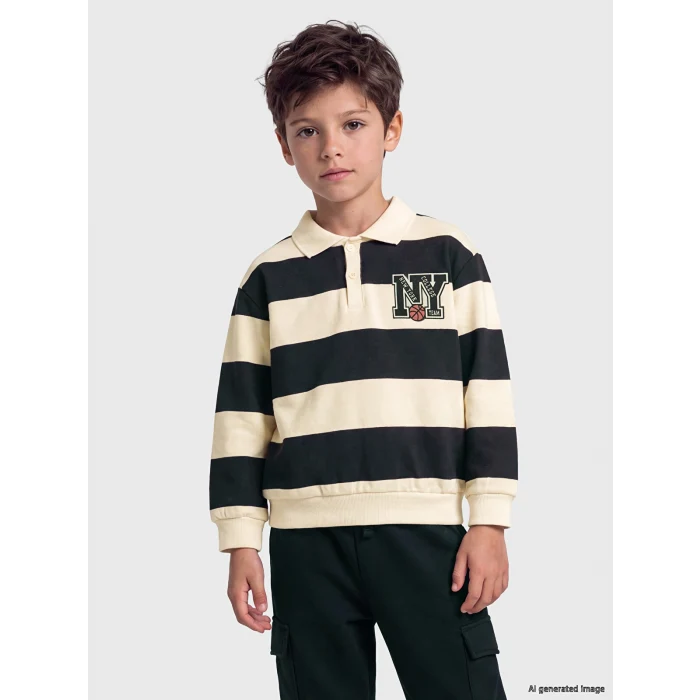 LCW Kids Siyah Çizgili Erkek Çocuk Takım