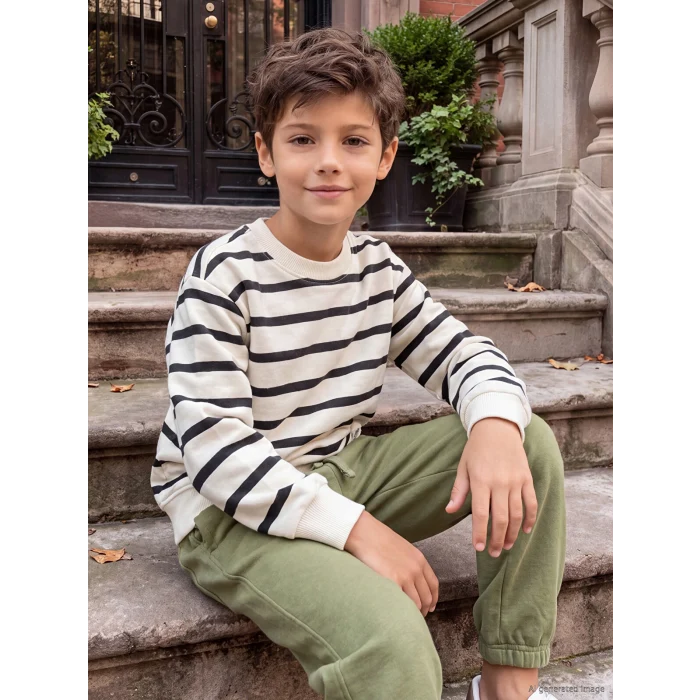 LCW Kids Antrasit Çizgili Erkek Çocuk Takım