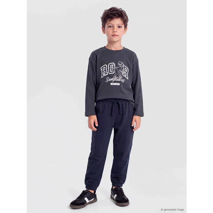 LCW Kids Lacivert Beli Lastikli Erkek Çocuk Jogger Eşofman Altı
