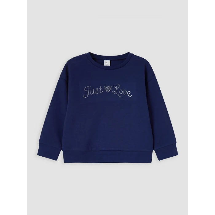 LCW Kids Lacivert Taşlı Kız Çocuk Soft Touch Takım