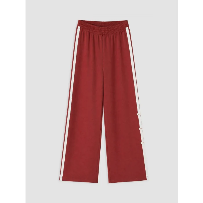 LCW Kids Bordo Geniş Paça Kız Çocuk Soft Touch Eşofman Altı