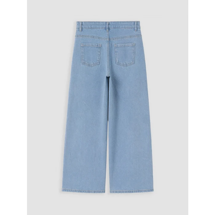 LCW Kids Mavi Wideleg Taş İşlemeli Kız Çocuk Jean Pantolon