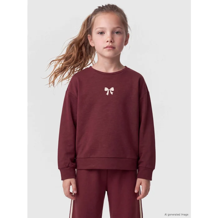 LCW Kids Bordo Kız Çocuk Soft Touch Sweatshirt