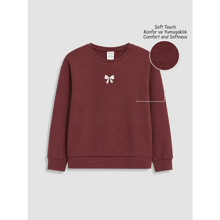 LCW Kids Bordo Kız Çocuk Soft Touch Sweatshirt