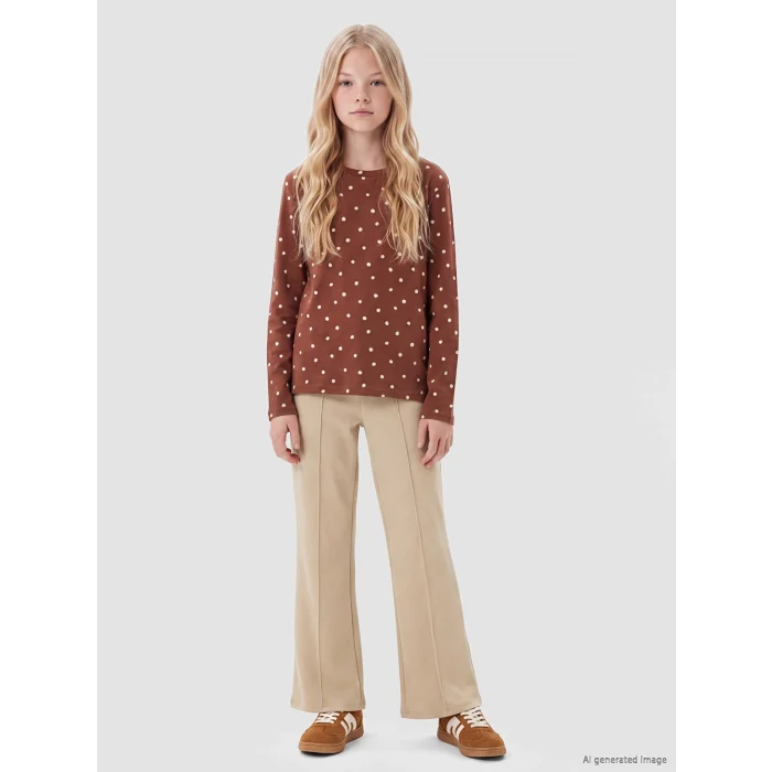 LCW Kids Bej İspanyol Paça Kız Çocuk Tayt Pantolon