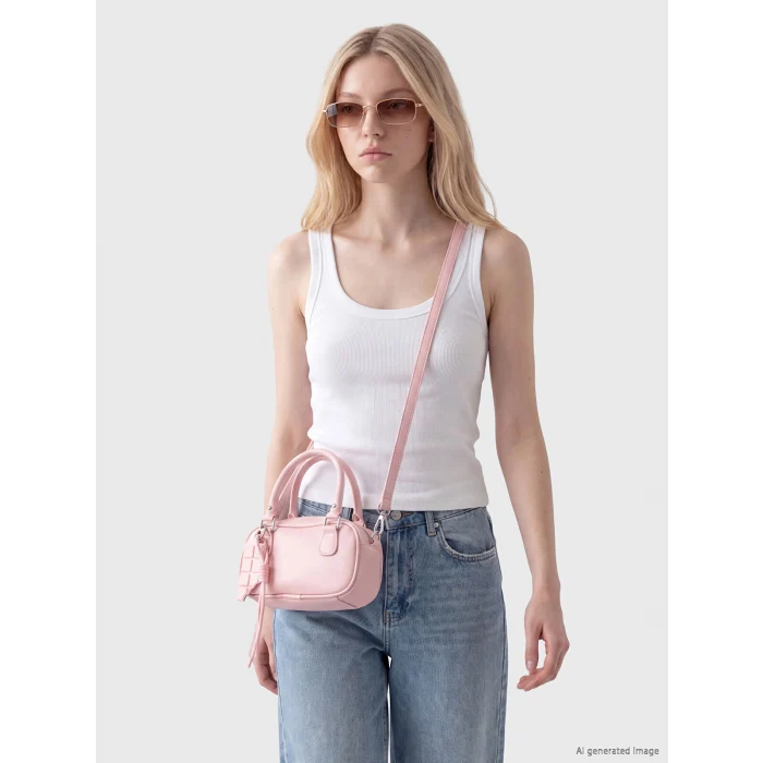 LCW ACCESSORIES Pembe Deri Görünümlü Kadın Omuz Çantası