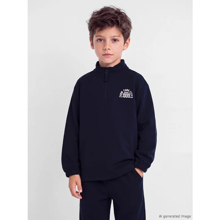 LCW Kids Lacivert New York Baskılı Erkek Çocuk Takım