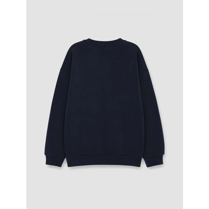 LCW Kids Lacivert Bisiklet Yaka Baskılı Erkek Çocuk Sweatshirt