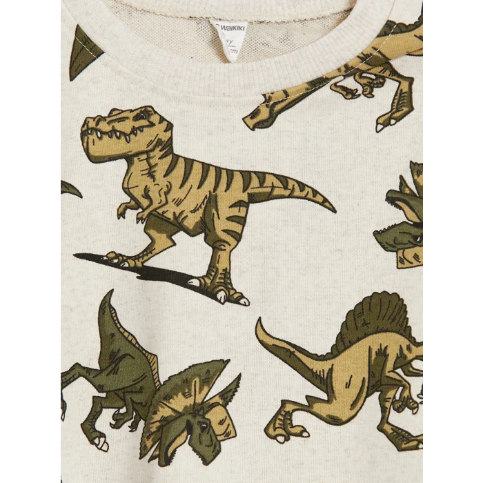 LCW Kids Beyaz Dinozor Baskılı Erkek Çocuk Takım