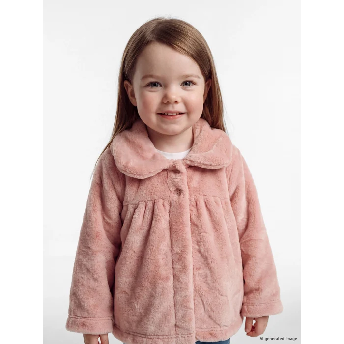 LCW baby Pembe Bebe Yaka Kız Bebek Pelüş Hırka