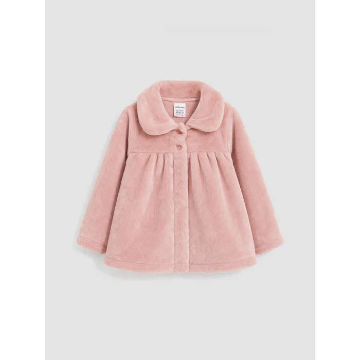 LCW baby Pembe Bebe Yaka Kız Bebek Pelüş Hırka