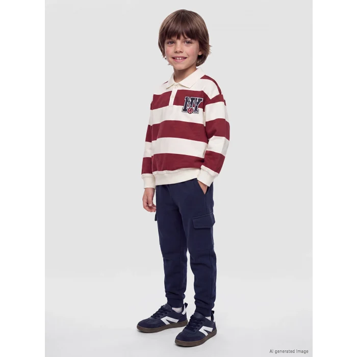 LCW Kids Bordo Çizgili Erkek Çocuk Takım