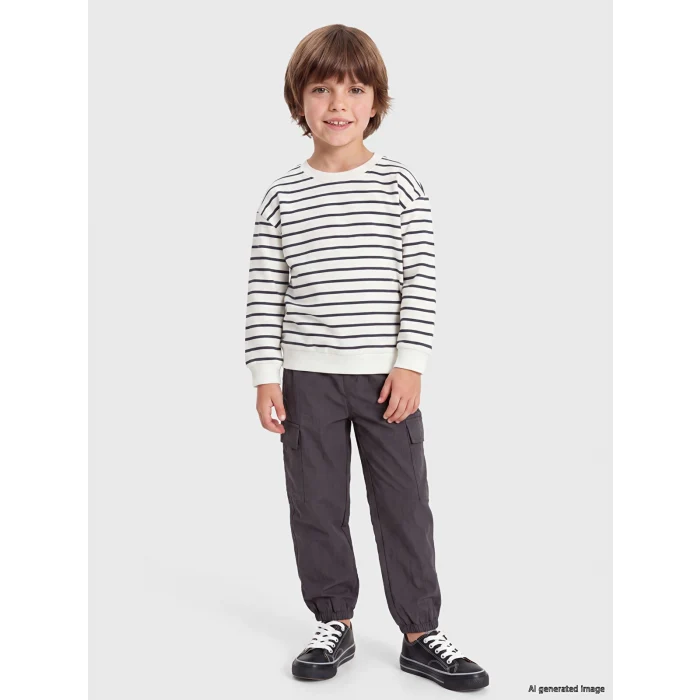 LCW Kids Gri Çizgili Erkek Çocuk Eşofman Takım