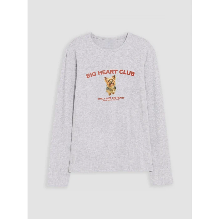 LCW Kids Gri Teddy Bear Baskılı Kız Çocuk Tişört