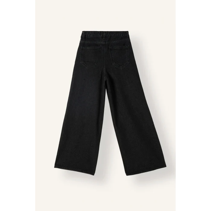 Defacto H6249A8NM40 Siyah 90s Wide Leg Beş Cep Detaylı Jean Pantolon Kız Çocuk