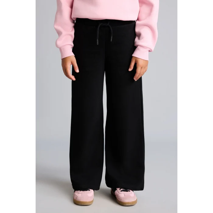 Defacto I2264A8BK81 Siyah Beli Bağcıklı Wide Leg Eşofman Altı Kız Çocuk