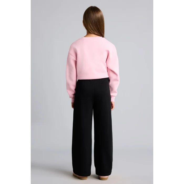 Defacto I2264A8BK81 Siyah Beli Bağcıklı Wide Leg Eşofman Altı Kız Çocuk