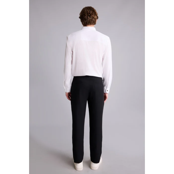 Defacto E4790AXBK27 Siyah Relax Fit Keten Görünümlü Beli Bağcıklı Lastikli Cepli Pantolon