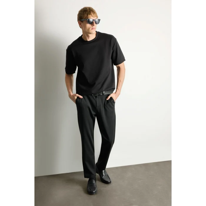 Defacto T6317AZBK27 Siyah Esnek Kumaş Jogger Düz Paça Her Yöne Esneyen Kumaş Pantolon
