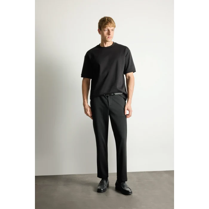Defacto T6317AZBK27 Siyah Esnek Kumaş Jogger Düz Paça Her Yöne Esneyen Kumaş Pantolon