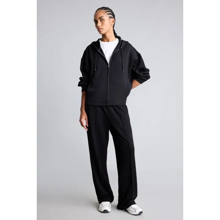 Defacto H5189AXBK81 Siyah Ultra Yumuşak Oversize Fermuarlı Kapüşonlu Cepli Basic Sweatshirt Hırka