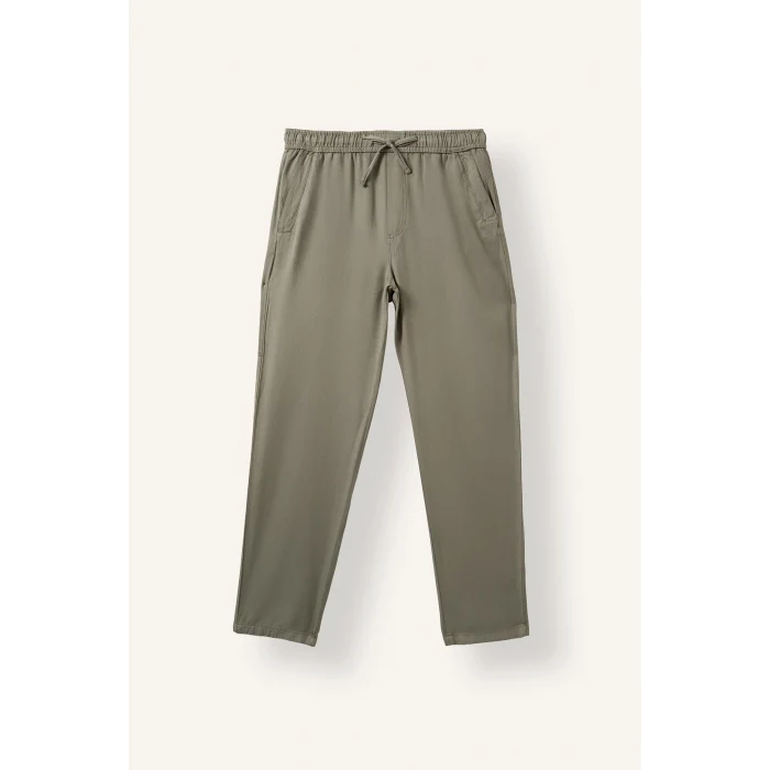 Defacto H3877AXKH465 Haki Ultra Yumuşak Beli Lastikli Bağcıklı Relax Fit Pantolon