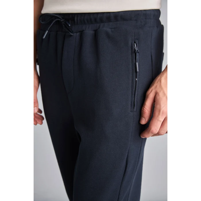 Defacto D5258AXNV64 Lacivert Slim Fit Bağcıklı Fermuar Cepli Pike Jogger Eşofman Altı