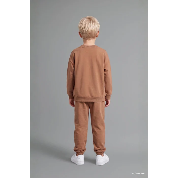 Defacto H5617A5BG704 Bej Uzun Kollu Sweatshirt Elastik Belli Eşofman Altlı 2li Takım Erkek Bebek