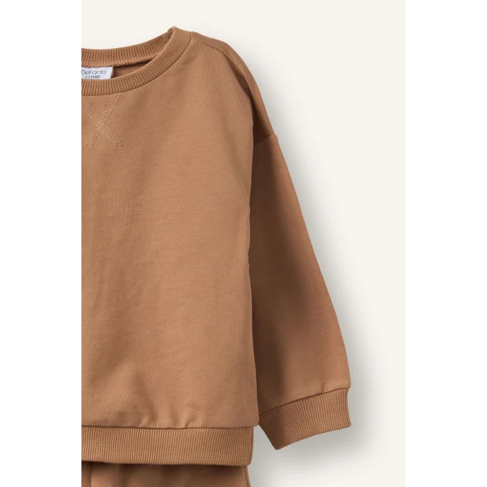 Defacto H5617A5BG704 Bej Uzun Kollu Sweatshirt Elastik Belli Eşofman Altlı 2li Takım Erkek Bebek