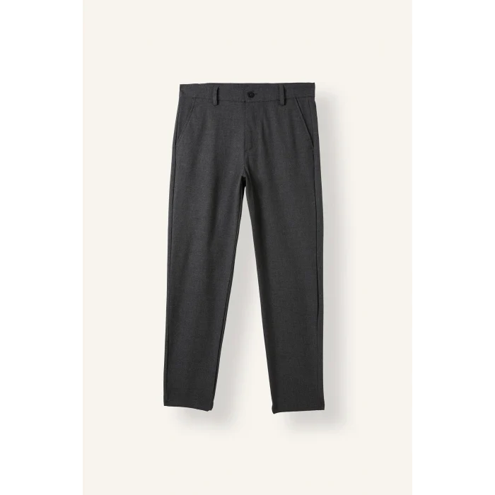 Defacto C7508AXAR163 Antrasit Tailored Fit Düz Paça Her Yöne Esneyen Yumuşak Tuşe Cepli Pantolon